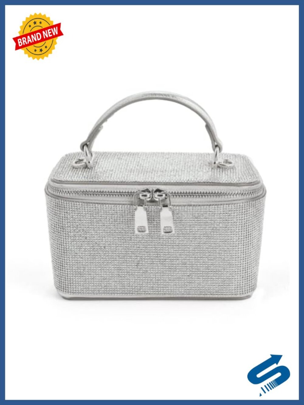 Faux Leather Rhinestone Evening Box Clutch Crossbody Structured Purse
